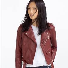 Bershka Burgundy Faux Leather Jacket With Buckle Burgundy Faux Leather Jacket Faux Leather Jacket Women Leather Jacket