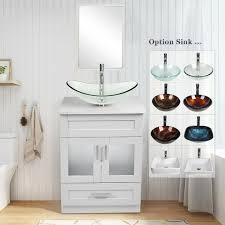 Maybe you would like to learn more about one of these? Bathroom Vanity 24 Inch White Cabinet Single Top Vessel Sink Faucet Drain Combo Set Aliexpress