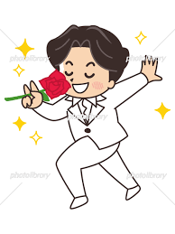 赤い薔薇を持ってキザなポーズを決める白スーツの男性 イラスト素材 [ 6693965 ] - フォトライブラリー photolibrary