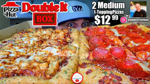 Pizza hut prices are similar to another two big pizza chains, domino's and papa john's. Pizza Hut Double It Box Pizza Review 2 Team Up W Foodobservations Youtube
