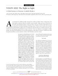March 10, 2007 7:40am cst. Pdf Vision 2020 The Right To Sight A Global Initiative To Eliminate Avoidable Blindness