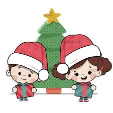 Each in a separate layer for easy editing. Children With Gifts And A Christmas Tree Christmas Cartoons Santa Cartoon Cartoon Kids