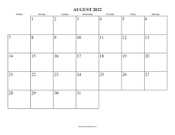 August 2022 Calendar