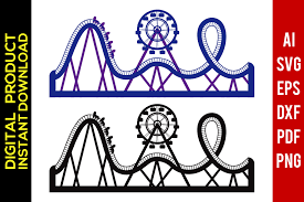 Roller Coaster Svg Roller Coaster Clipart Silhouette Vector Svg Files Png Files Eps Dxf Pdf Files Cricut Cut Fil