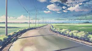 Anime 5 Centimeters Per Second Makoto Shinkai Roads Power Lines Sunlight Clouds Utility Poles Wallp Pejzazhi Zhivopisnye Pejzazhi Fonovye Risunki