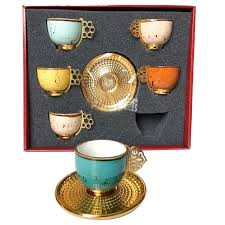 Set of 2 porcelain espresso cups and saucers. Alisveristime 12 Pc Turkish Greek Arabic Coffee Espresso Cup Saucer Porcelain Set Mixed Color Turkishcoffee Tea Party Turkish Coffee Arabic Coffee
