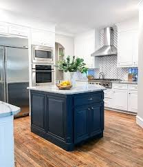 It depends on if you are going from a light to a dark color or vice versa. 15 Blue Kitchen Islands Their Paint Colors Chrissy Marie Blog