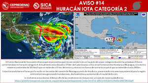 A la seis de la mañana, su centro se estimó en los 21.0 grados de latitud norte y los. Cepredenac Avisoregional Se Pronostica Que Iota Se Facebook
