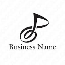 優雅なリボン音符のロゴ ロゴマーク ロゴ ブランディングデザイン