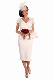 Maybe you would like to learn more about one of these? 50s Schosschen Rockabilly Pencil Kleid Brautkleid Hochzeitskleid Creme