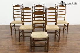 Set Of 6 Farmhouse Oak Rush Seat Vintage Ladder Back Dining Chairs 36055 In 2020 Ladder Back Dining Chairs Dining Chairs Chair