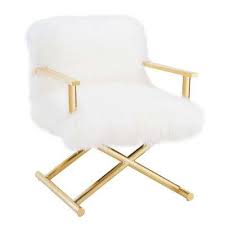 Osp home furnishings julia accent chair, white faux fur and gold legs. Chair Metal Accent Chair