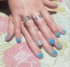 Cuccio Dip Powder System With Blue Base And Silver Sparkle Ombre