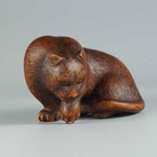 Netsuke cat yuichi product wooden keychain color brown traditional craft vintage. Sold Wood Netsuke Of A Wild Cat Max Rutherston Ltd
