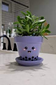 Boba Tea Plant Pot Taro Milk Tea Clay Planter Pot Cute 4 Inch Plant Pot Perfect Gift For Plant Lovers In 2021 Flower Pot Diy Kids Painted Pots Diy Plant Pot Diy