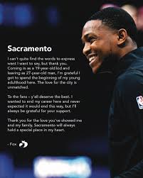 De'Aaron Fox's statement to his Sacramento fans