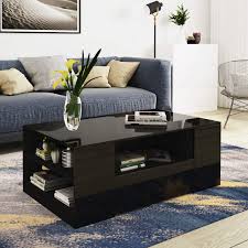 Mdf with a high gloss finish. Modern Rectangle Coffee Table Black High Gloss Coffee Table With 2 Storage Drawers Shelvs For Living Room Buy Online In Maldives At Maldives Desertcart Com Productid 137023142