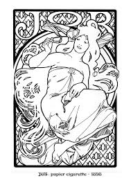 Kleurplaat Naar Alfons Mucha Colouring Picture A Mucha Like Job Art Deco Artwork Mucha Art Art