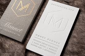 Business cards are most commonly rectangular, but you could also opt for more unique shapes instead. Interior Designer Template On Textured Stock With Emboss And Copper Foil Monnet Interior