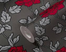 Dirty words with black red background gaming. A S Creation Wallpaper Flowers Black Metallic Red Silver 366957