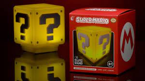 Super Mario Mini Question Block Light Paladone Youtube Lamp resembles the iconic question mark block from.