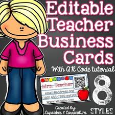 15% off with code zazpartyplan. Teacher Business Card Magnet Editable With Qr Code By Cupcakes N Curriculum