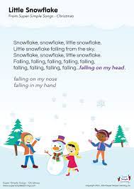 Little Snowflake Lyrics Poster Super Simple Snowflake Song Preschool Christmas Songs Preschool Songs