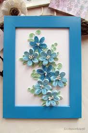 3d Blue Flower Wall Art Framed Home Decor Paper Art Paper Quilling Cards Paper Quilling Flowers Paper Quilling Patterns