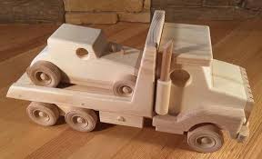 Handmade Wooden Flatbed Tow Truck With Car Etsy Wooden Wooden Toys Wooden Toy Trucks