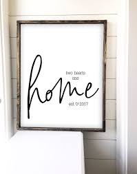 This gorgeous elephant family cushion is a must have gift for any family home. Home Established Sign Two Hearts One Home House Warming Gift Diy First Home Gifts Established Signs Diy