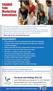 Trainee Tele Marketing Executive At The Great Lake Holdings Pvt Ltd Careerfirst Business Development Great Lakes Lake