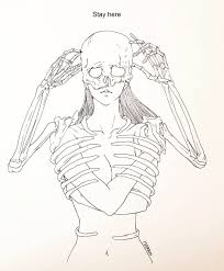 Today S Doodle Stay C Haenuli All Rights Reserved I Do Not Allow My Art For Tattoo Sorry Doodle Skeleton Art Art Skull Art