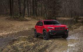 Download Wallpapers Jeep Cherokee 4k Offroad 2018 Cars Suvs Red Cherokee Jeep Besthqwallpapers Com Jeep Cherokee Jeep Mid Size Suv