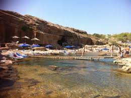 Oasis Beach Bar Is Rhodes Greece Just Next To The Famous Natural Spa Of Kallithea That Cave Is A Bar Under The Cliff And The Greece Favorite Places Kallithea