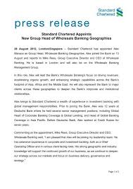 Currently registered at 1 basinghall avenue ec2v 5dd, london the company has been in the business for sixty seven years. Appointment Of Alex Manson Standard Chartered Bank