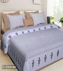 Fashionable White Cotton Floral Print Double Bedsheet With 2 Pillow Covers In 2020 Bed Sheets Floral Prints Pillow Covers