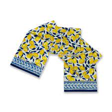 Check spelling or type a new query. Yellow Navy Lemon Table Runner Hand Block Printed Pomegranate Inc