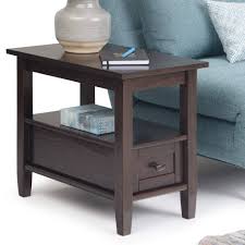 It features a shelf, providing the perfect place to display magazines, books or decorative. Warm Shaker Solid Wood 14 Inch Wide Rectangle Rustic Narrow Side Table In Tobacco Brown Simpli Home Axcwsh011 Tb