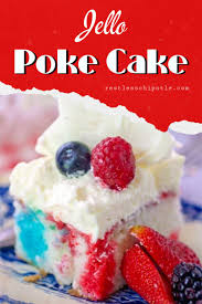 Patriotic Jello Poke Cake Easy Recipe For Beginners Recipe In 2020 Poke Cake Jello Poke Cake Recipes Easy Cake Recipes