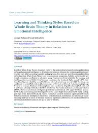 Pdf Learning And Thinking Styles Based On Whole Brain
