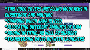 For all people out there who are using the twitch launcher, the mod/addon support ends on november 30. Minecraft Modpacks Curseforge Multimc Shaders Optifine Ram How To Tutorial Youtube