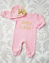 Hello World Coming Home Outfit Lollipop Kids Designs Girls Coming Home Outfit Baby Girl Outfits Newborn Disney Baby Clothes