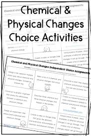 Chemical And Physical Changes Activity Chemical And Physical Changes Physical Changes Activities Physical Change