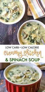 Creamy Chicken Spinach Soup Using Cauliflower Cream Dairy Free Soup Spinach Soup Low Carb Soup