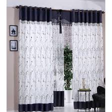 The navy blue curtain decorated with floral patterns can create a vintage and retro environment. Curtain Navy And White Curtains Blue Bedroom Atmosphere Ideas Cream Ikat Gray Blackout Orange Patterned Off Apppie Org