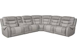 Eric Church Highway To Home Headliner Gray Leather 6 Pc Dual Power Reclining Sectional Reclining Sectional Sectional Leather Reclining Sectional
