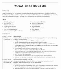 Best Yoga Instructor Resume Example Livecareer