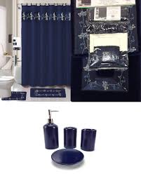 Bath rug and 72 in. 22 Piece Navy Blue Bathroom Set World Products Mart