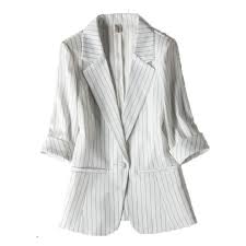 Automne, hiver, printemps ou été, elle saura mettre en valeur votre silhouette ! Femme Costume Raye Nouvelle Arrivee Grande Taille 3 4 Manche Revers Veste Feminin Bureau Veste De Printemps Et D Ete Blanc Blanc Cdiscount Pret A Porter