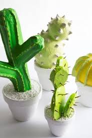 Pour sand into the pot and plant the fake cactus. Diy Papier Mache Cacti Design Sponge